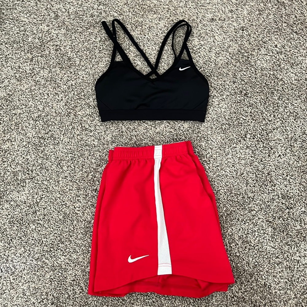 Nike red soccer shorts